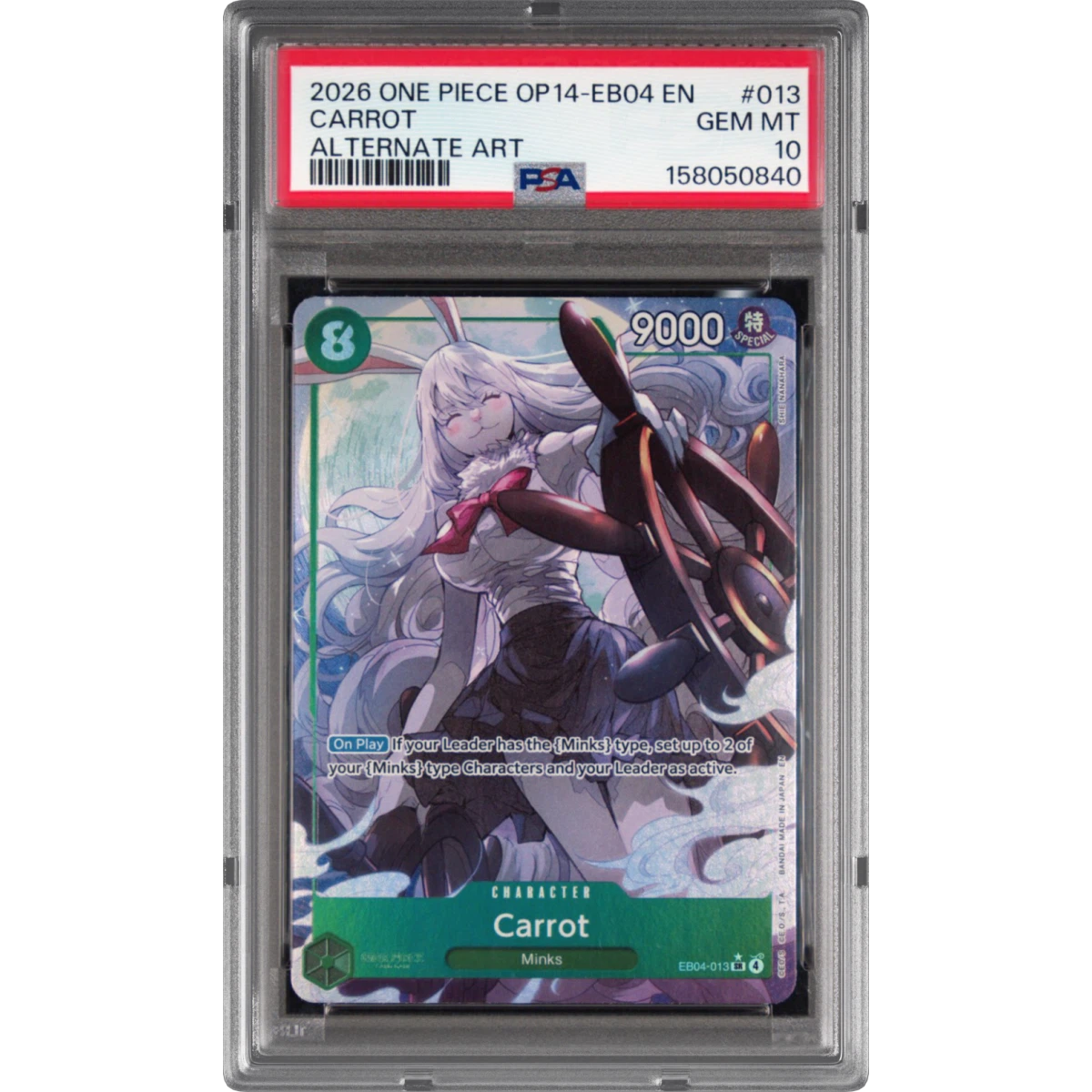 2026 One Piece OP14-EB04-the Azure Sea's Seven #013 Carrot - Alternate Art (PSA 10 GEM MINT)