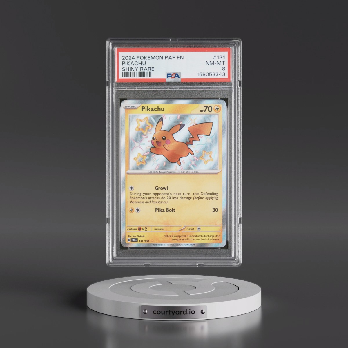 2024 Pokémon Paf EN-Paldean Fates #131 Pikachu - Shiny Rare (PSA 8 NM-MT)