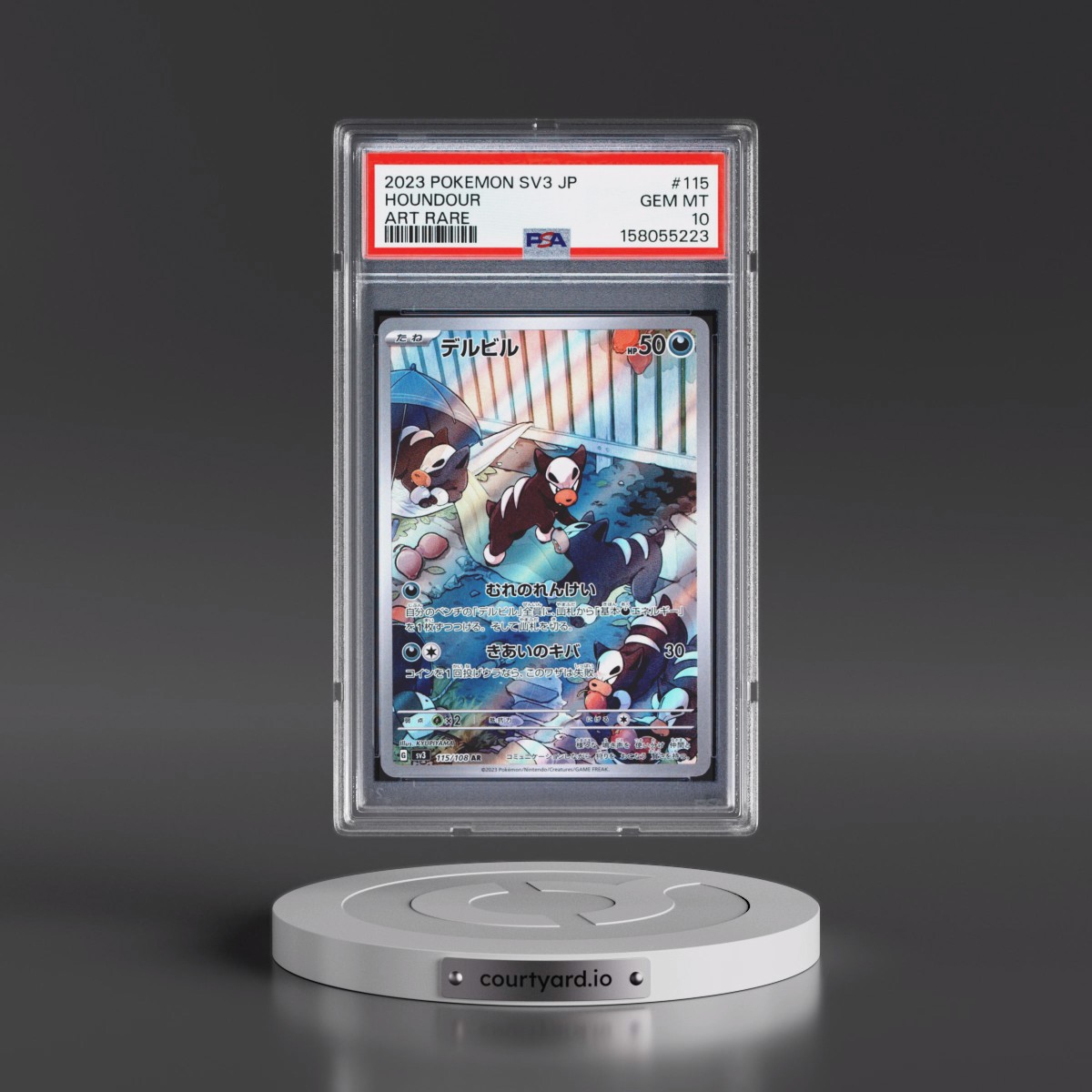 2023 Pokémon SV3-Ruler of the Black Flame #115 Houndour - Art Rare (PSA 10 GEM MINT)
