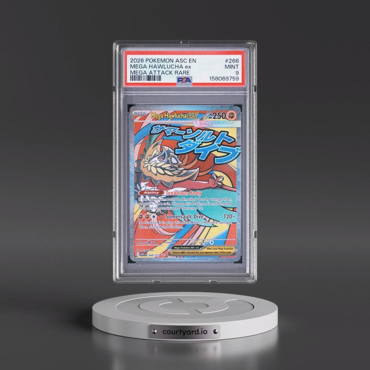 2026 Pokémon Asc EN-Ascended Heroes #268 Mega Hawlucha EX - Holo Mega Attack Rare (PSA 9 MINT)