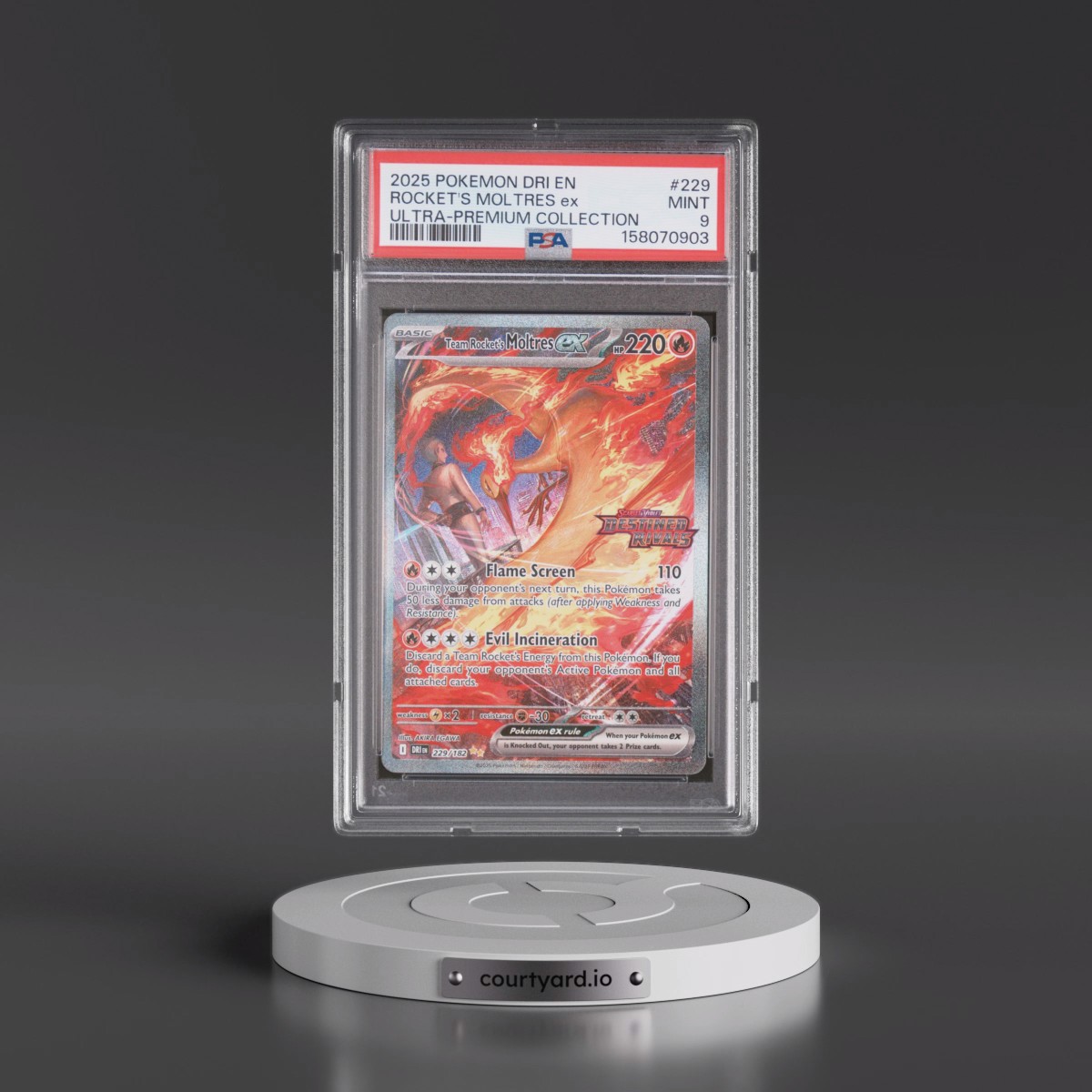 2025 Pokémon Dri EN-Destined Rivals #229 Team Rocket's Moltres EX - Holo Team Rocket's Moltres EX Ultra-Premium Collection (PSA 9 MINT)