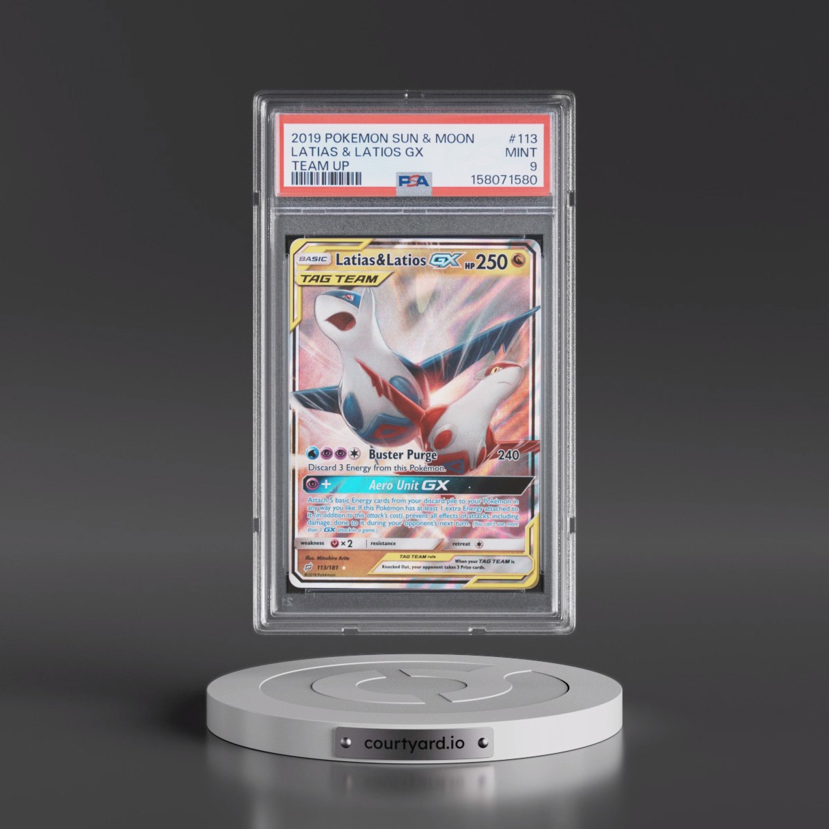 2019 Pokémon Sun & Moon Team Up #113 Latias & Latios GX - Holo (PSA 9 MINT)