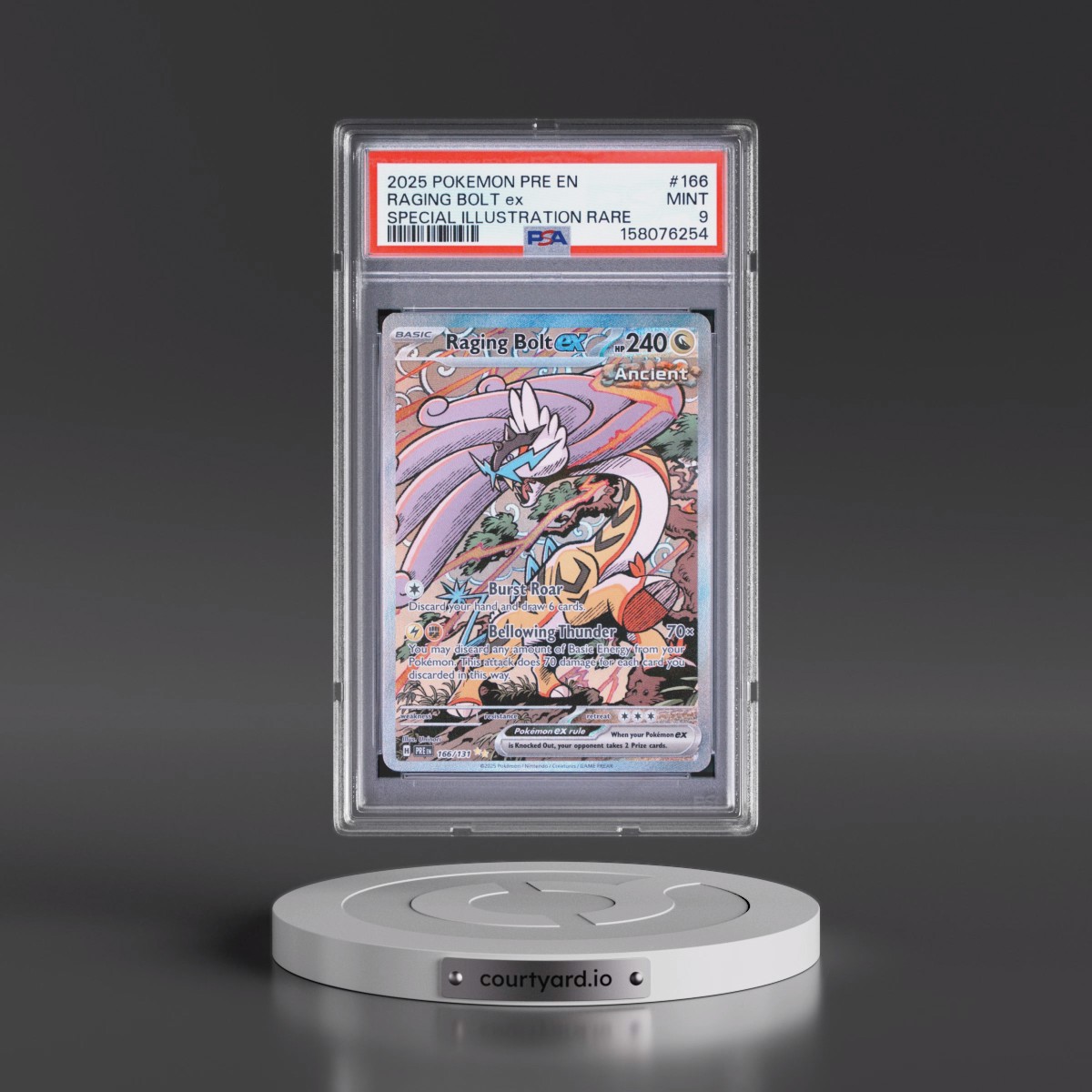 2025 Pokémon Pre EN-Prismatic Evolutions #166 Raging Bolt EX - Holo Special Illustration Rare (PSA 9 MINT)