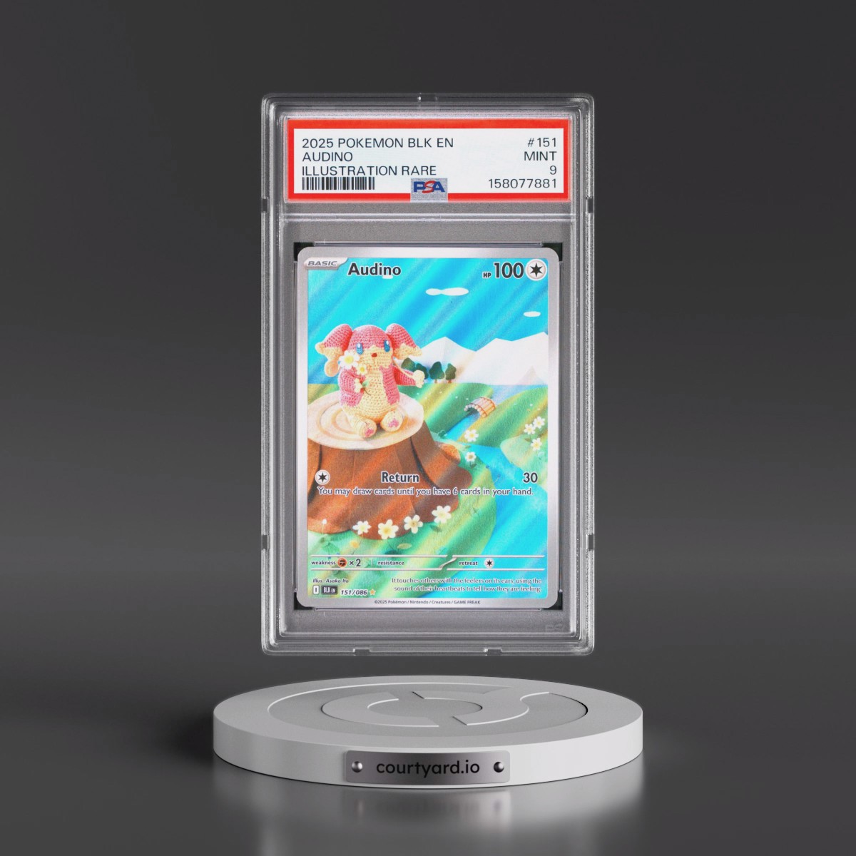2025 Pokémon Blk EN-Black Bolt #151 Audino - Illustration Rare (PSA 9 MINT)