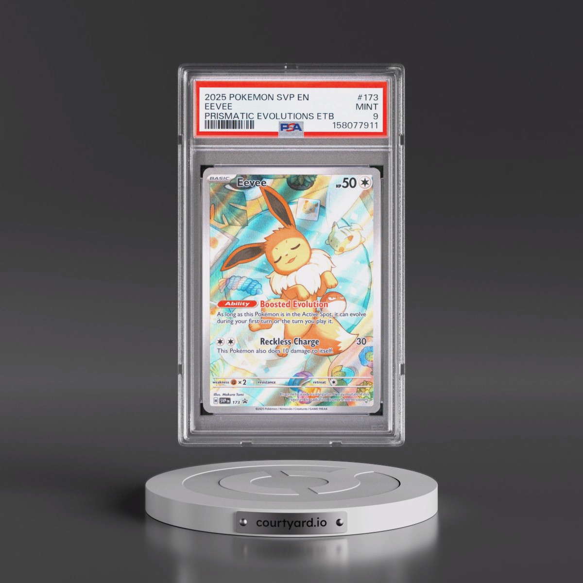 2025 Pokémon Svp EN-SV Black Star Promo #173 Eevee - Prismatic Evolutions Elite Trainer Box (PSA 9 MINT)