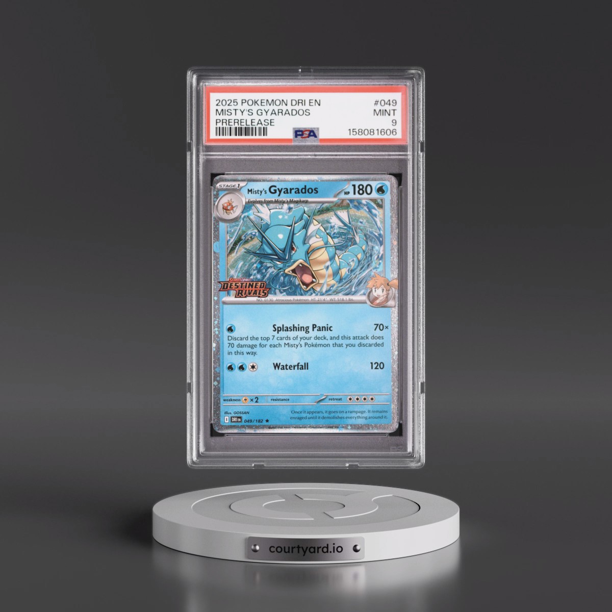 2025 Pokémon Dri EN-Destined Rivals #049 Misty's Gyarados - Prerelease (PSA 9 MINT)