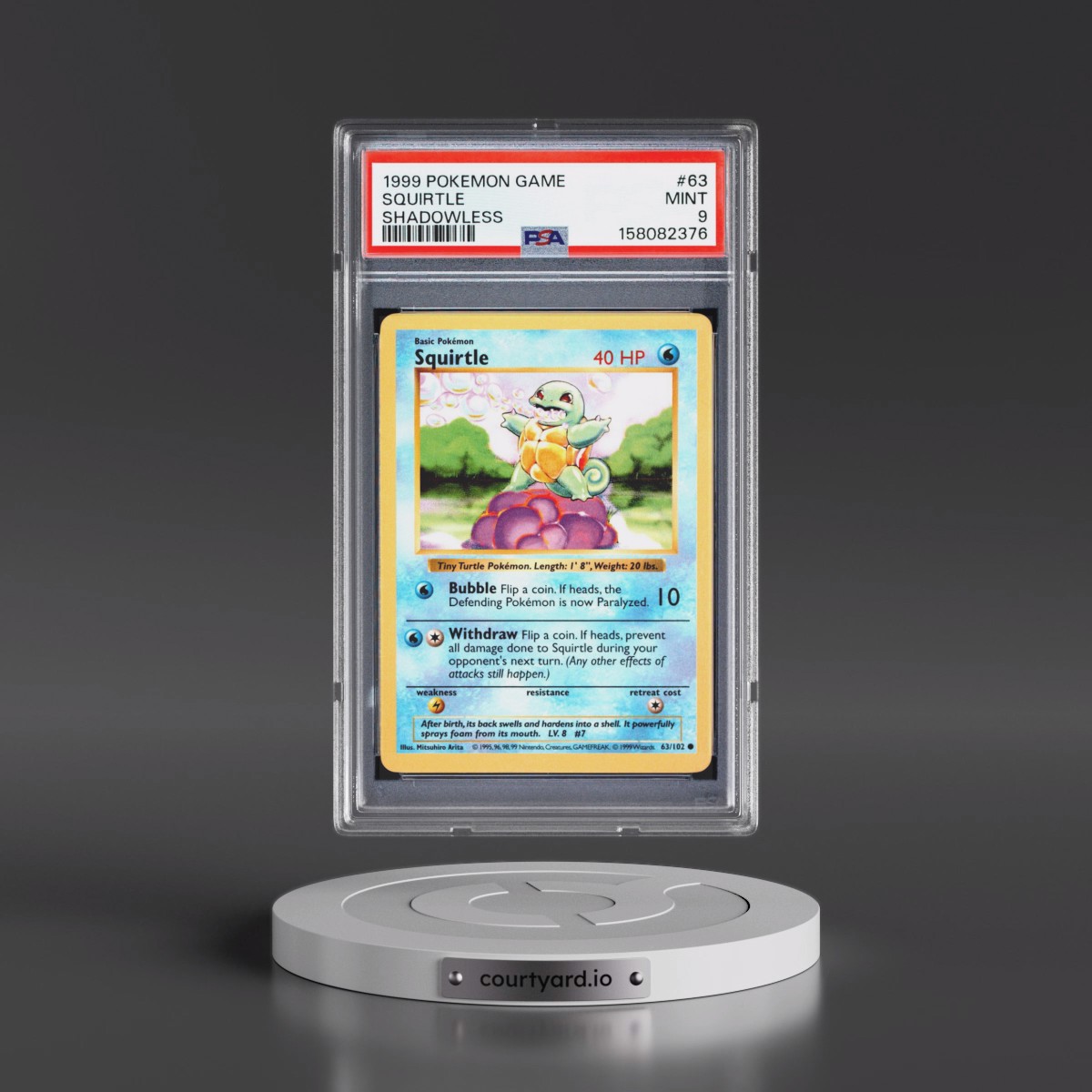 1999 Pokémon Game #63 Squirtle - Shadowless (PSA 9 MINT)
