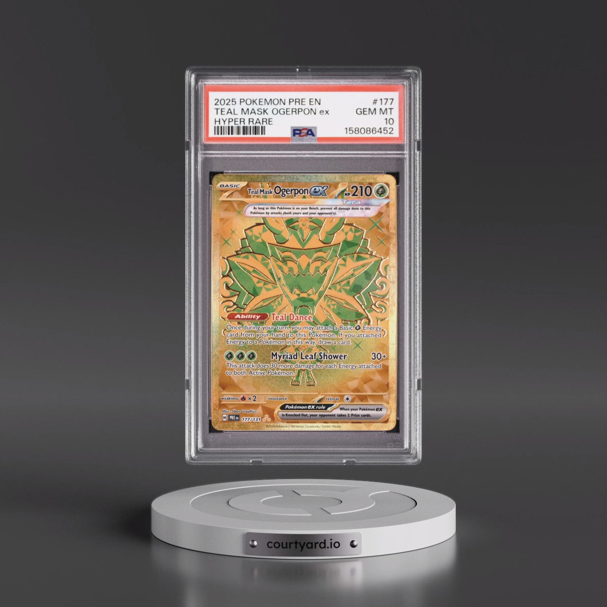 2025 Pokémon Pre EN-Prismatic Evolutions #177 Teal Mask Ogerpon EX - Holo Hyper Rare (PSA 10 GEM MINT)