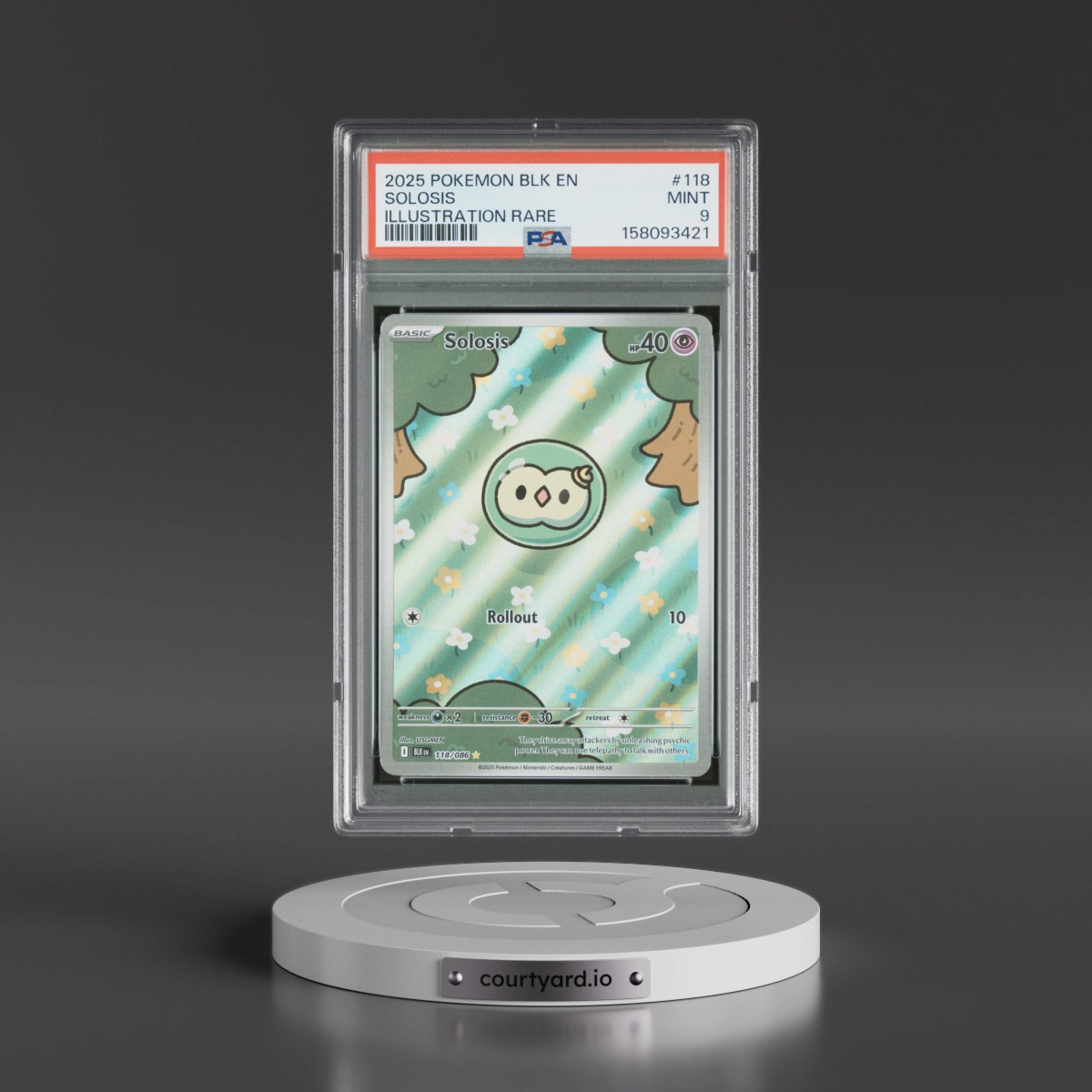 2025 Pokémon Blk EN-Black Bolt #118 Solosis - Illustration Rare (PSA 9 MINT)
