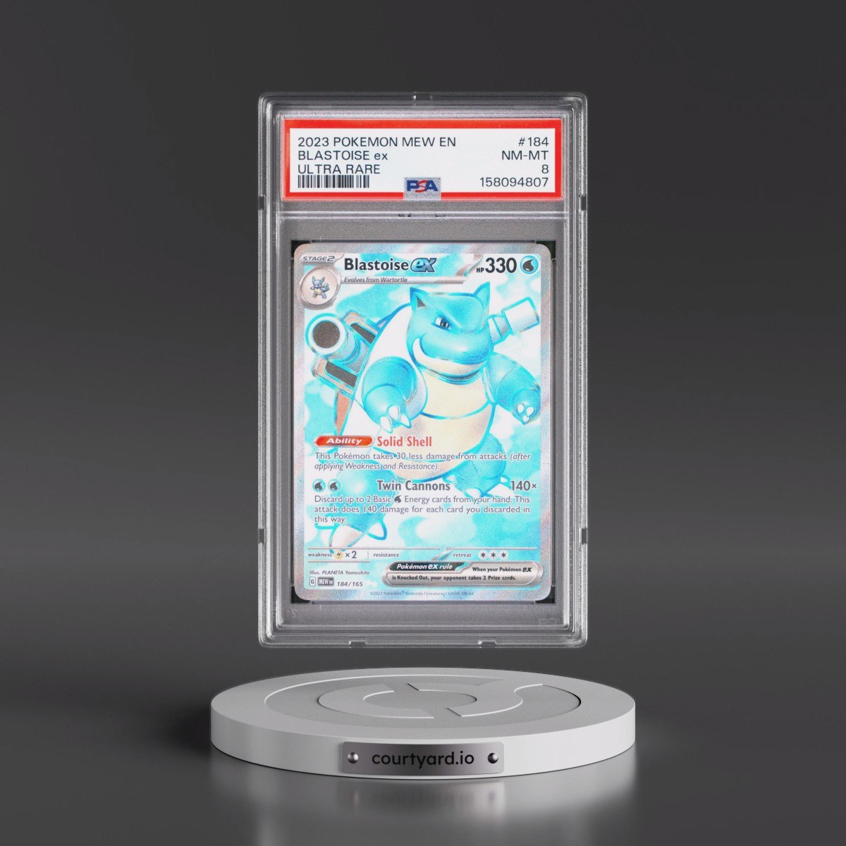 2023 Pokémon Mew EN-151 #184 Blastoise EX - Holo Ultra Rare (PSA 8 NM-MT)