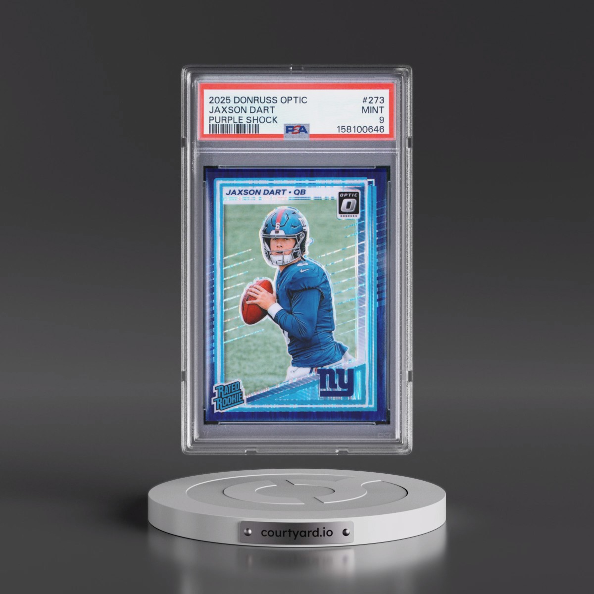 2025 Panini Donruss Optic #273 Jaxson Dart - Purple Shock (PSA 9 MINT)