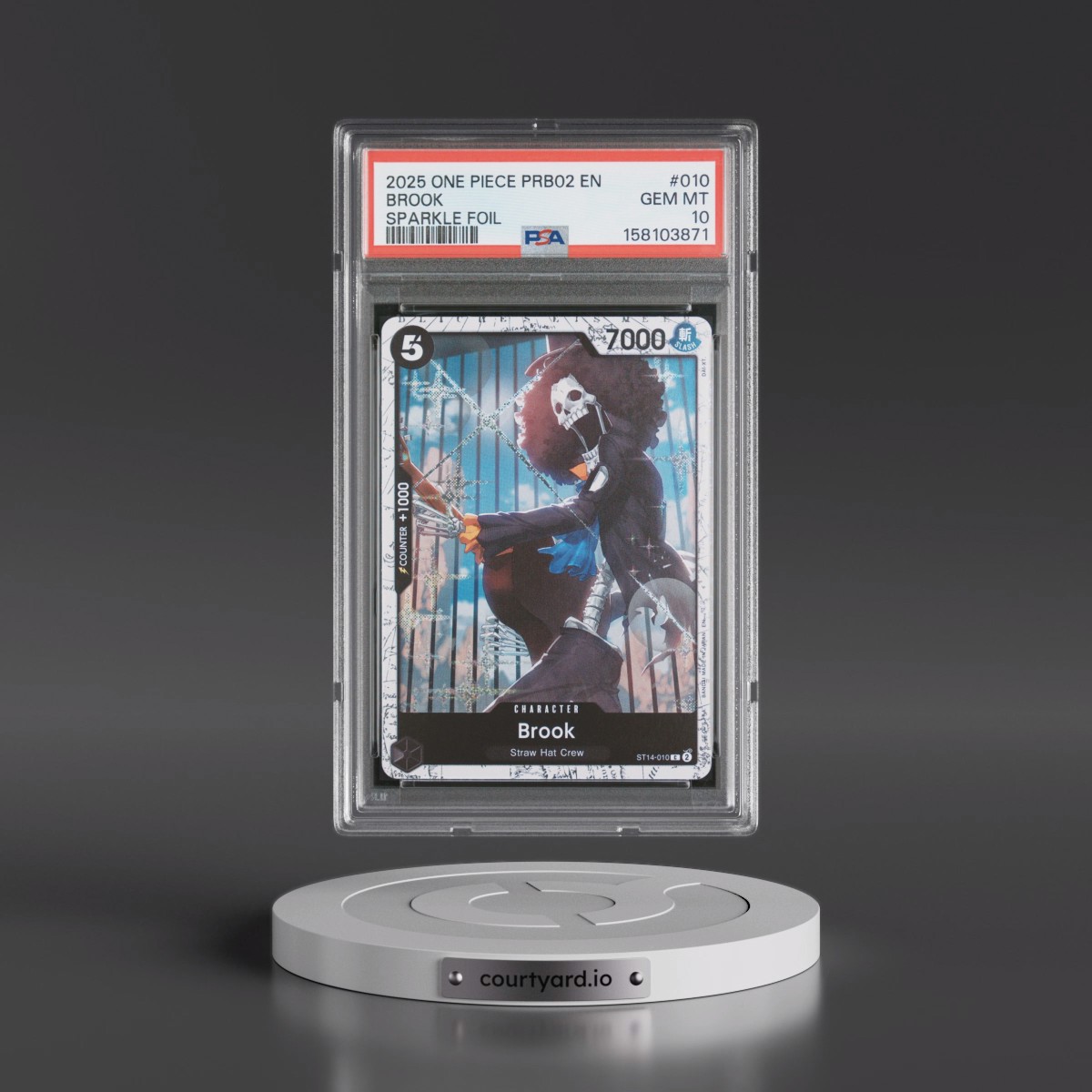 2025 One Piece PRB02-Premium Booster -One Piece Card the Best- Vol.2 #010 Brook - Sparkle Foil (PSA 10 GEM MINT)