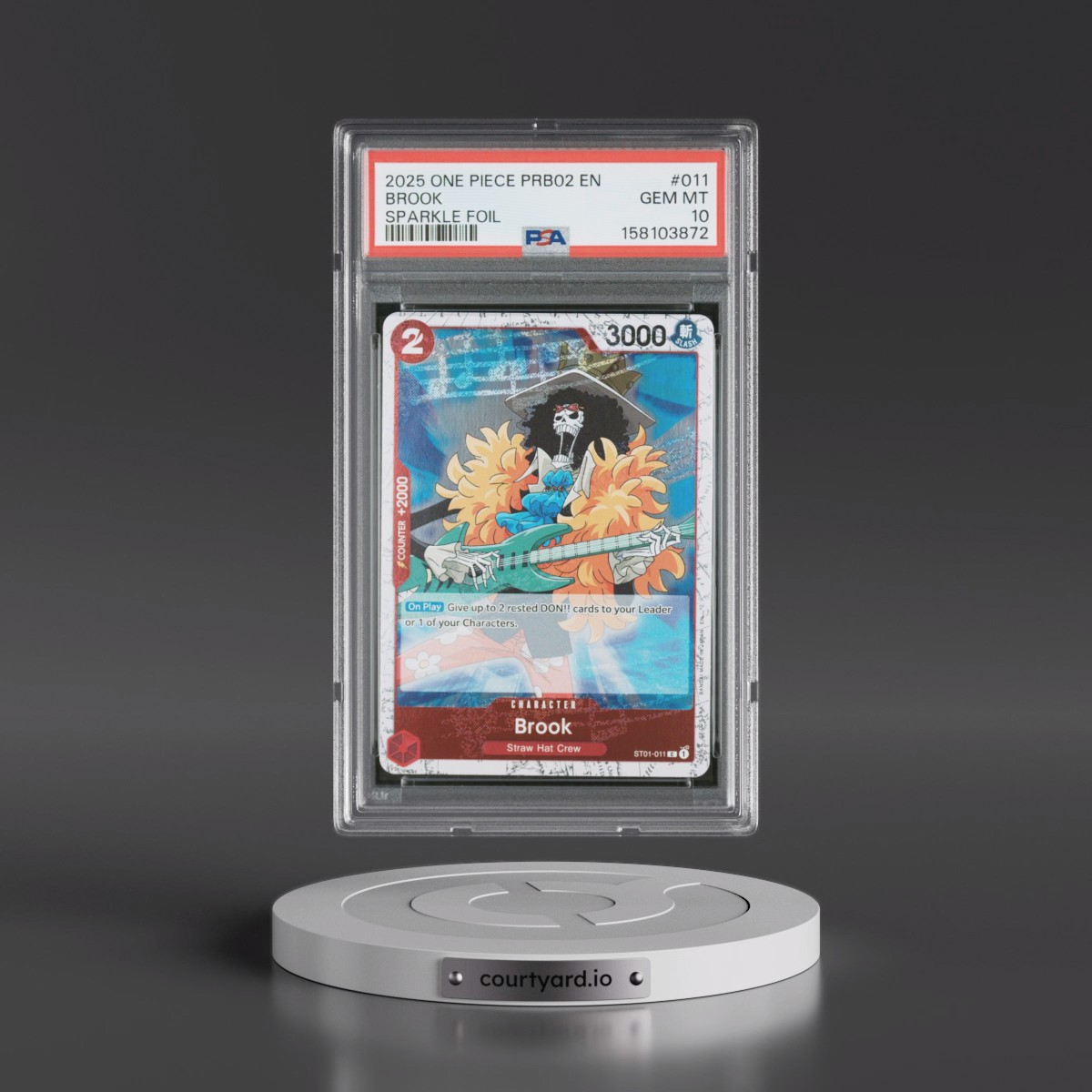 2025 One Piece PRB02-Premium Booster -One Piece Card the Best- Vol.2 #011 Brook - Sparkle Foil (PSA 10 GEM MINT)