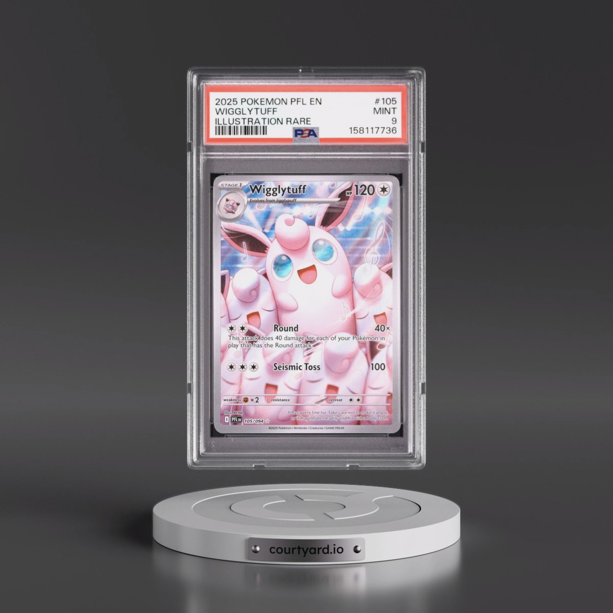 2025 Pokémon Pfl EN-Phantasmal Flames #105 Wigglytuff - Illustration Rare (PSA 9 MINT)