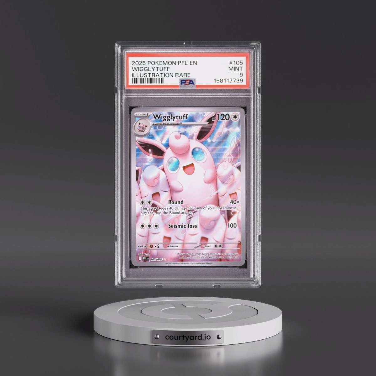 2025 Pokémon Pfl EN-Phantasmal Flames #105 Wigglytuff - Illustration Rare (PSA 9 MINT)