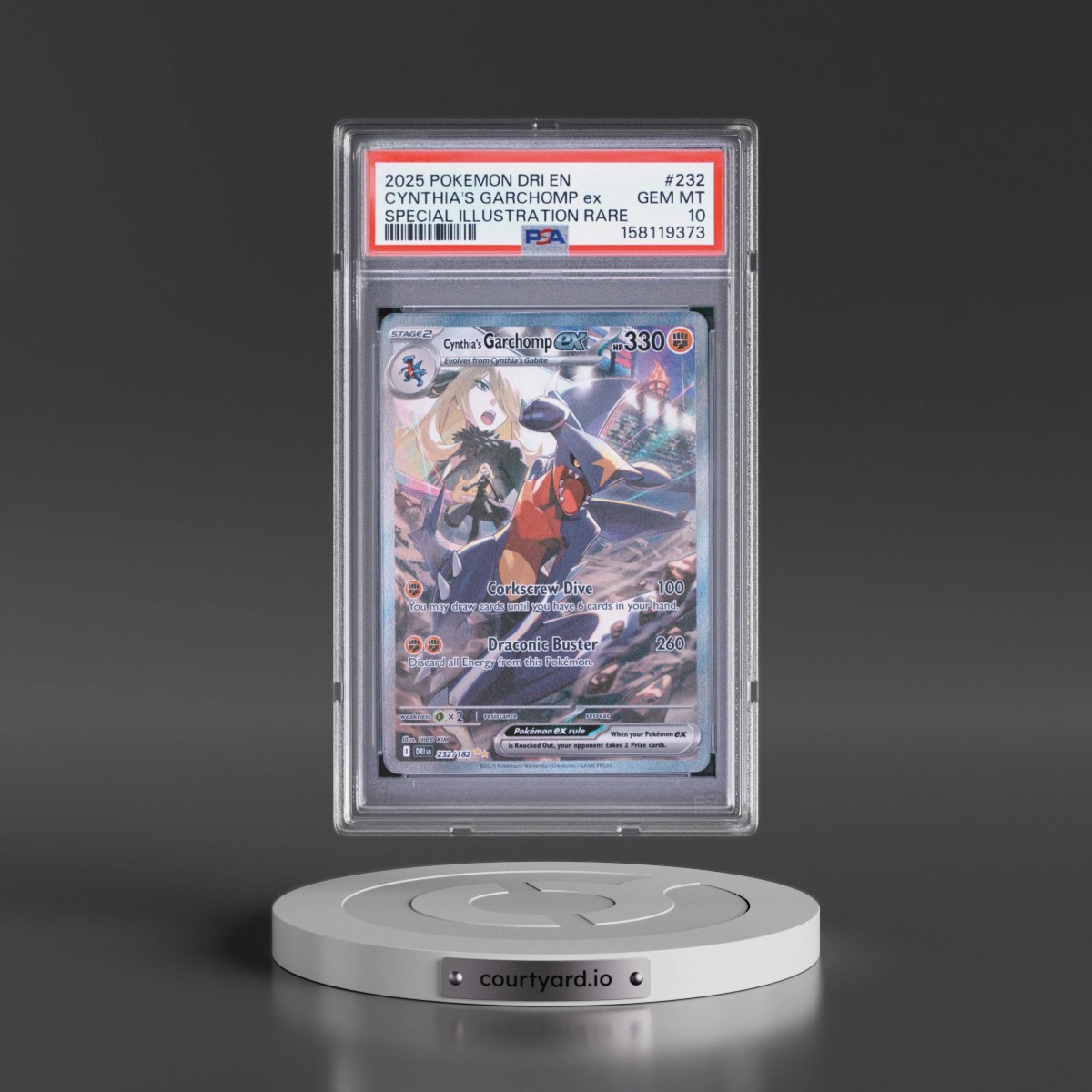 2025 Pokémon Dri EN-Destined Rivals #232 Cynthia's Garchomp EX - Holo Special Illustration Rare (PSA 10 GEM MINT)