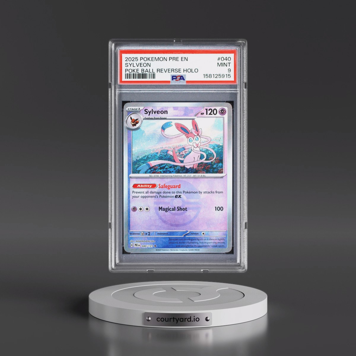2025 Pokémon Pre EN-Prismatic Evolutions #040 Sylveon - Reverse Holo Poke Ball (PSA 9 MINT)