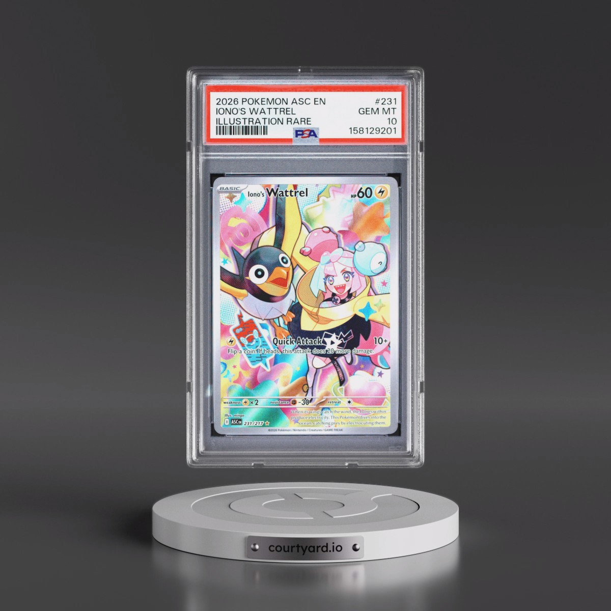 2026 Pokémon Asc EN-Ascended Heroes #231 Iono's Wattrel - Illustration Rare (PSA 10 GEM MINT)