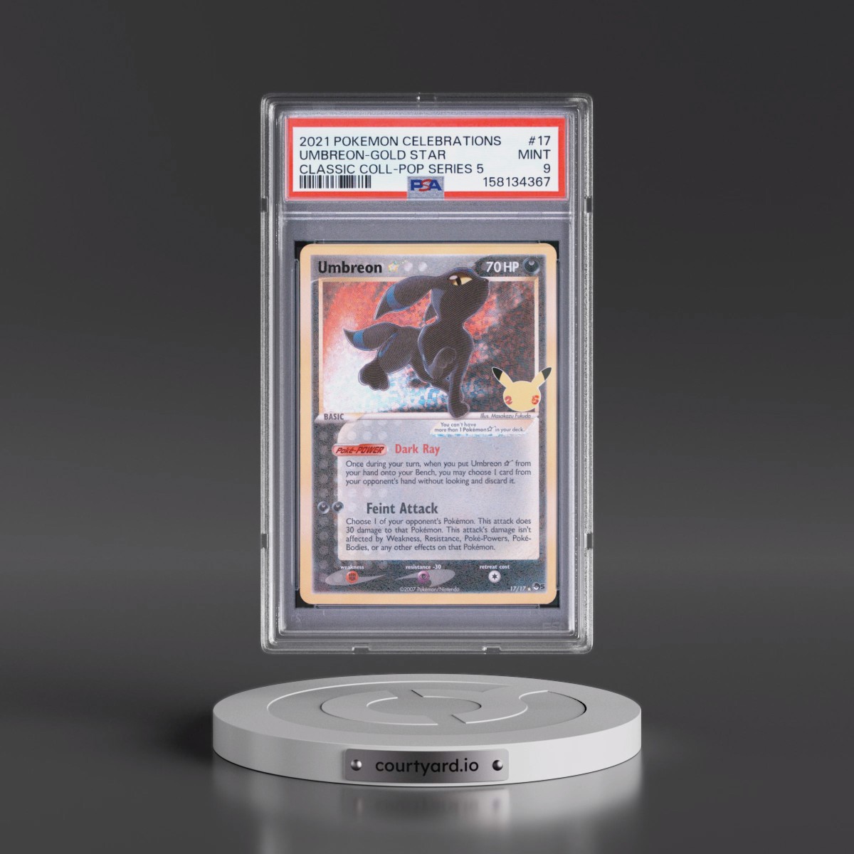 2021 Pokémon Celebrations Classic Collection #17 Umbreon-Gold Star (PSA 9 MINT)
