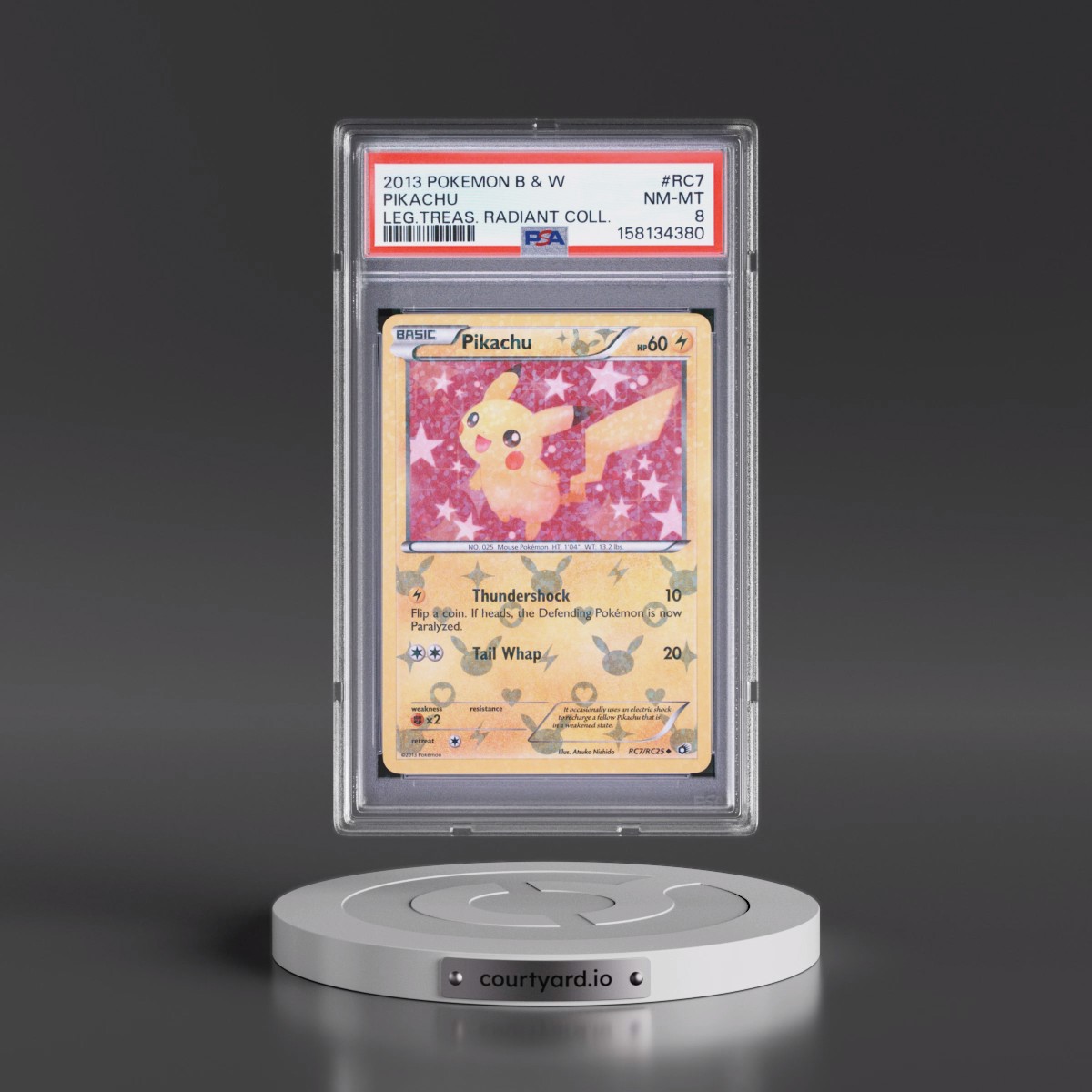 2013 Pokémon Black & White Legendary Treasures Radiant Collection #RC7 Pikachu (PSA 8 NM-MT)