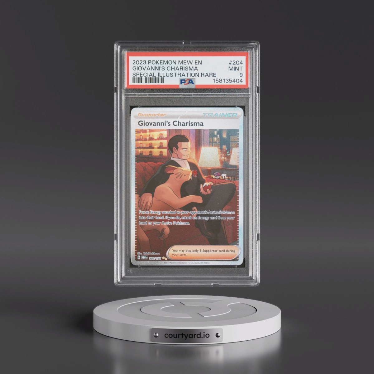 2023 Pokémon Mew EN-151 #204 Giovanni's Charisma - Special Illustration Rare (PSA 9 MINT)