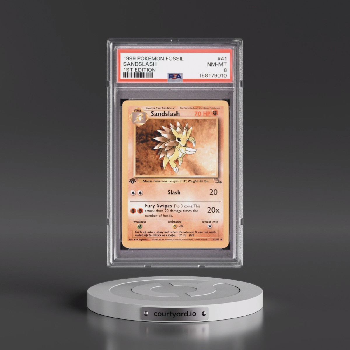 1999 Pokémon Fossil #41 Sandslash - 1st Edition (PSA 8 NM-MT)