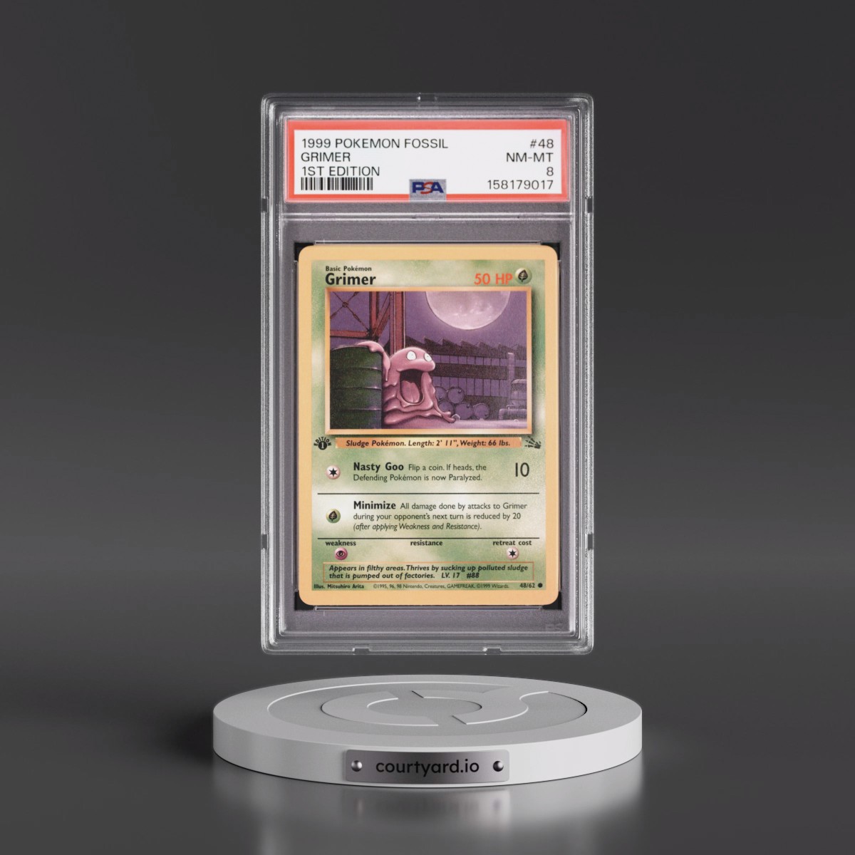1999 Pokémon Fossil #48 Grimer - 1st Edition (PSA 8 NM-MT)