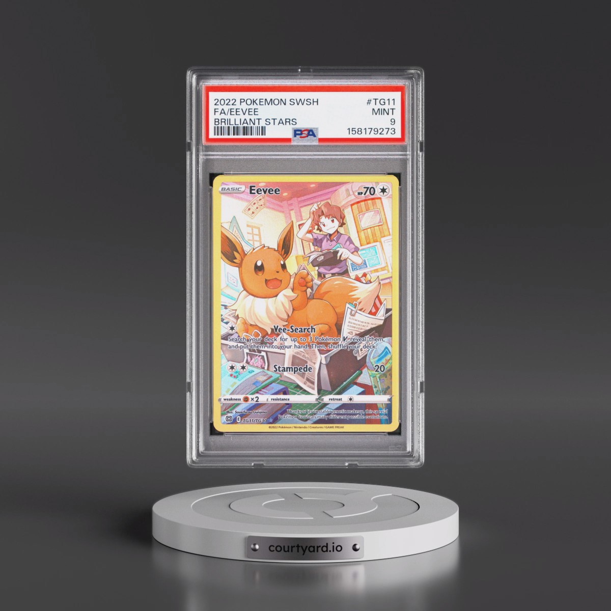 2022 Pokémon Sword & Shield Brilliant Stars #TG11 Eevee - Full Art (PSA 9 MINT)