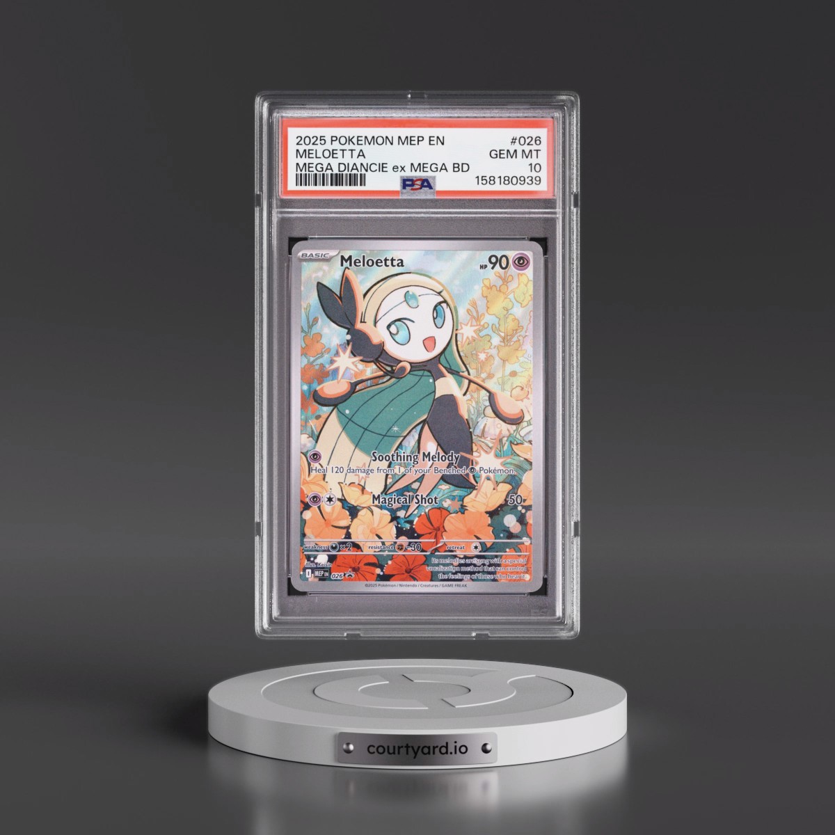 2025 Pokémon Mep EN-Me Black Star Promo #026 Meloetta - Mega Diancie EX Mega Battle Deck (PSA 10 GEM MINT)