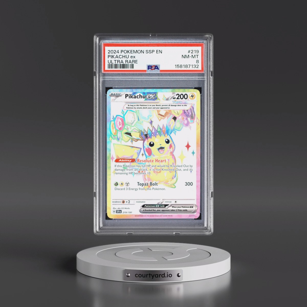 2024 Pokémon Ssp EN-Surging Sparks #219 Pikachu EX - Holo Ultra Rare (PSA 8 NM-MT)