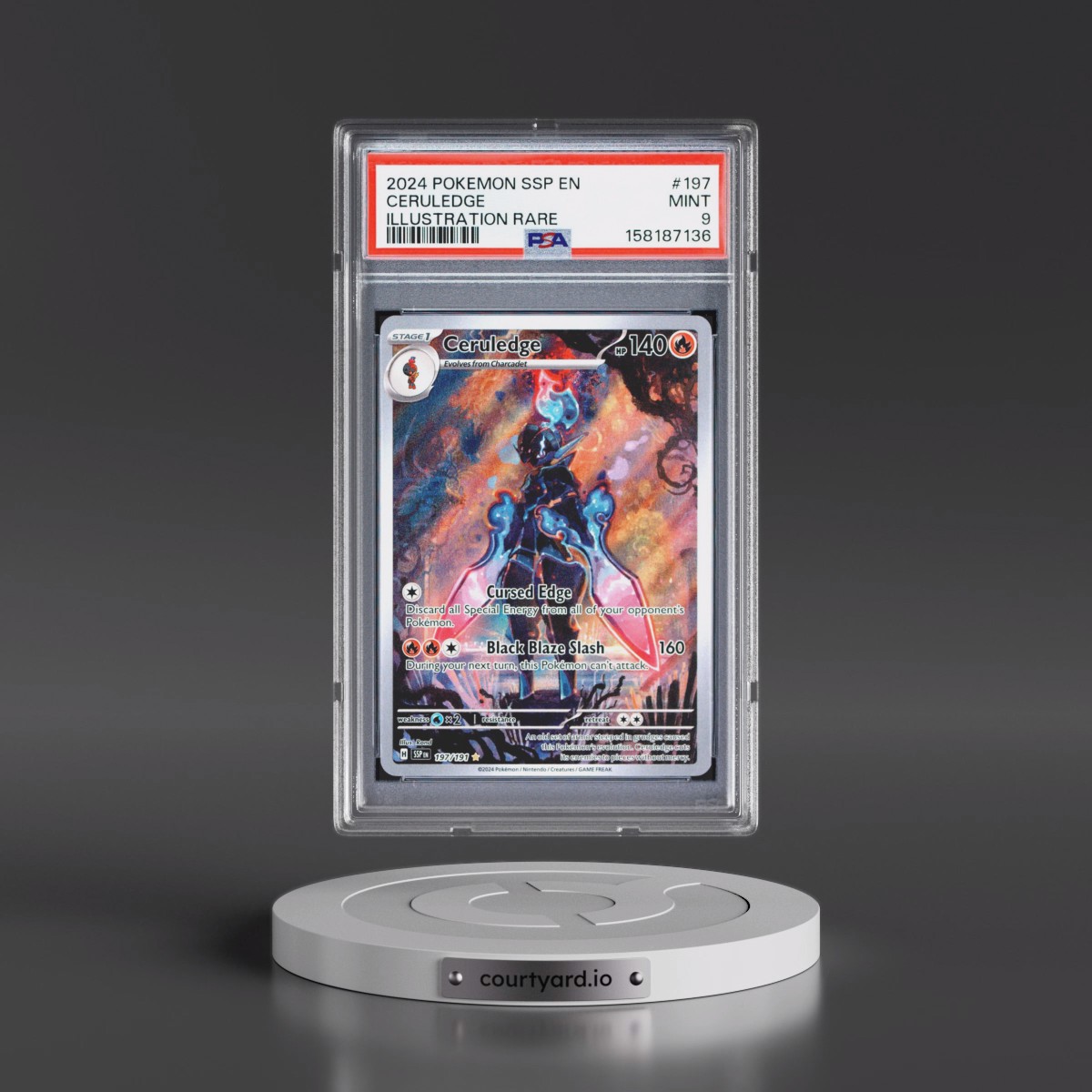 2024 Pokémon Ssp EN-Surging Sparks #197 Ceruledge - Illustration Rare (PSA 9 MINT)