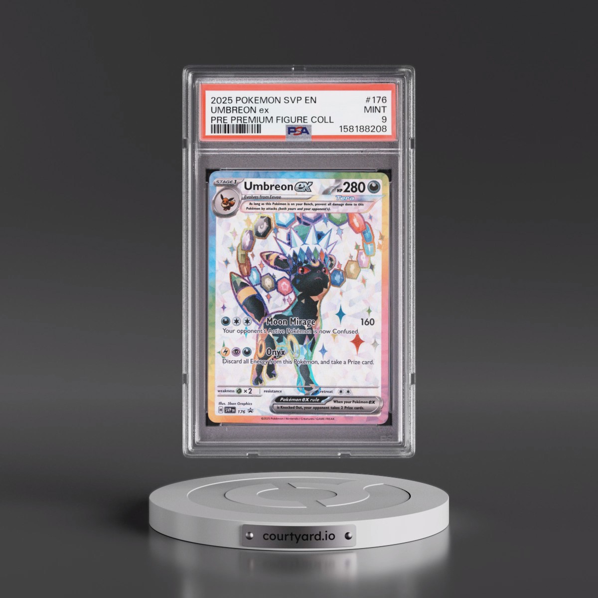 2025 Pokémon Svp EN-SV Black Star Promo #176 Umbreon EX - Holo Prismatic Evolutions Premium Figure Collection (PSA 9 MINT)