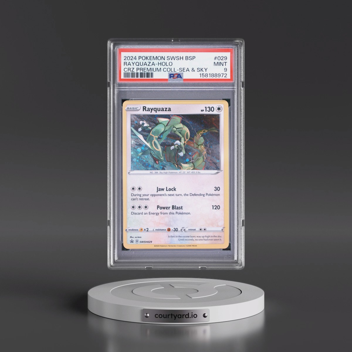2024 Pokémon Swsh Black Star Promo #029 Rayquaza - Holo Crown Zenith Premium Collection Sea & Sky (PSA 9 MINT)