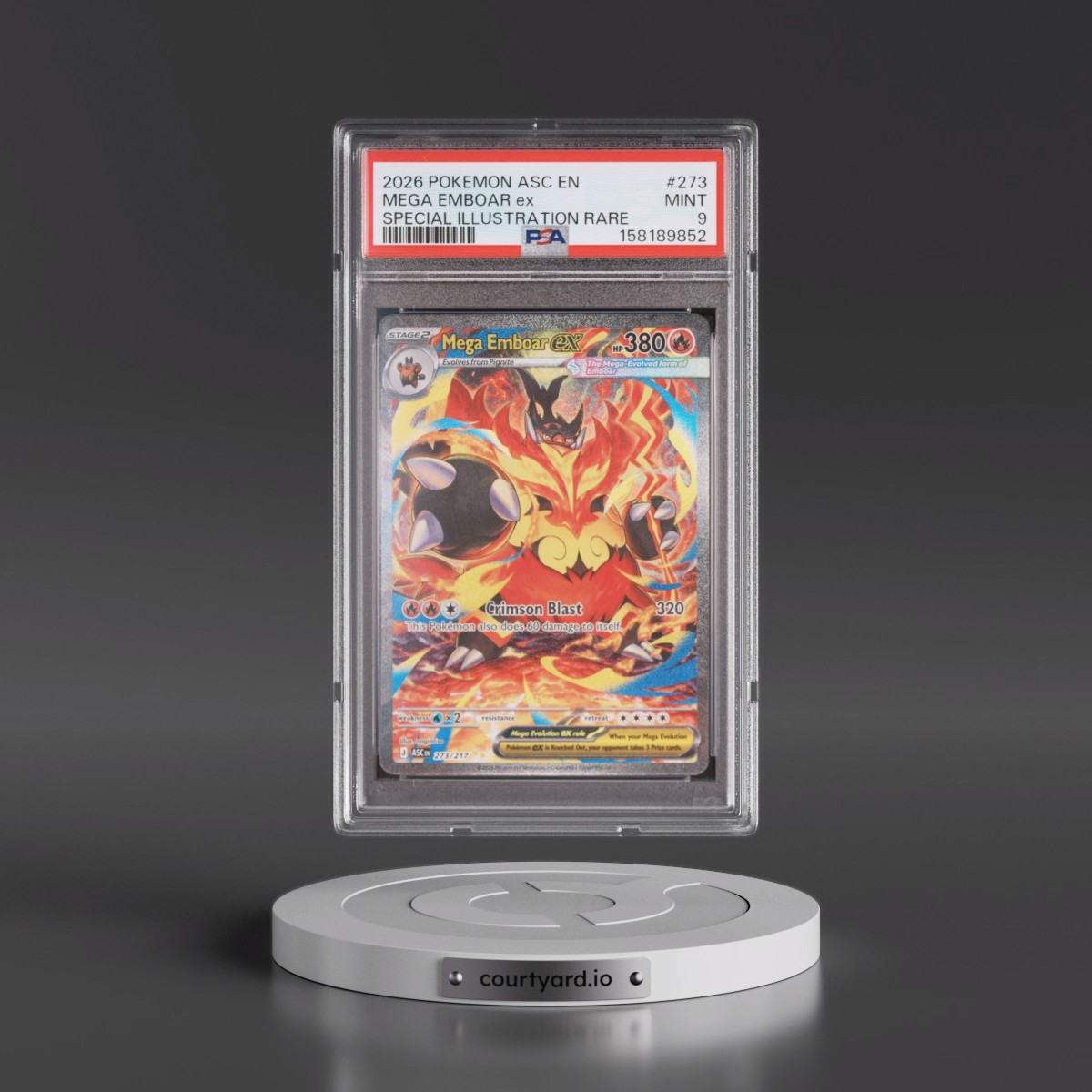 2026 Pokémon Asc EN-Ascended Heroes #273 Mega Emboar EX - Holo Special Illustration Rare (PSA 9 MINT)