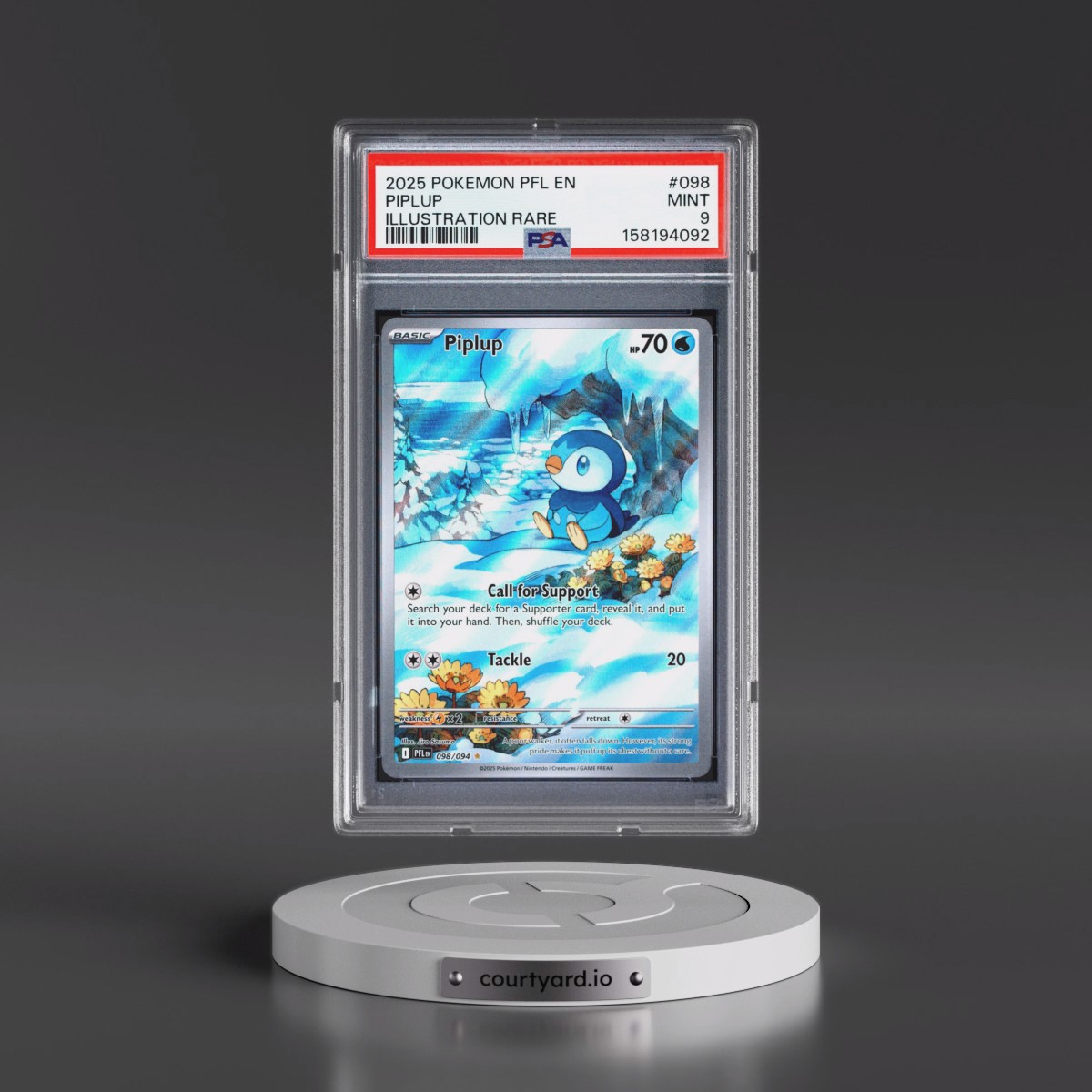 2025 Pokémon Pfl EN-Phantasmal Flames #098 Piplup - Illustration Rare (PSA 9 MINT)
