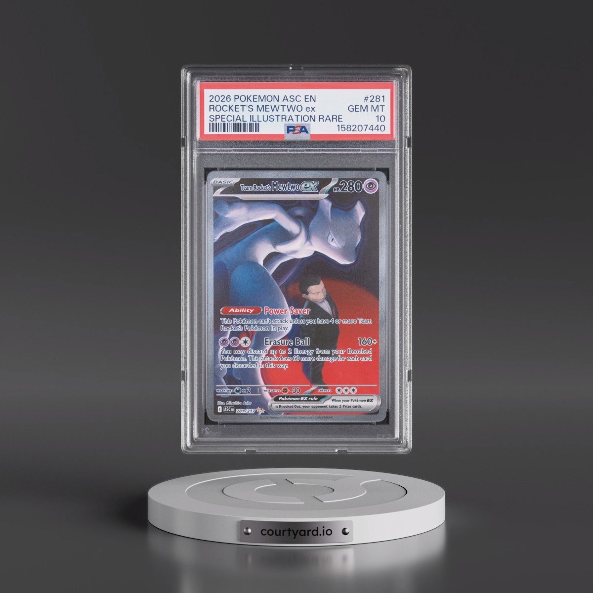 2026 Pokémon Asc EN-Ascended Heroes #281 Team Rocket's Mewtwo EX - Holo Special Illustration Rare (PSA 10 GEM MINT)