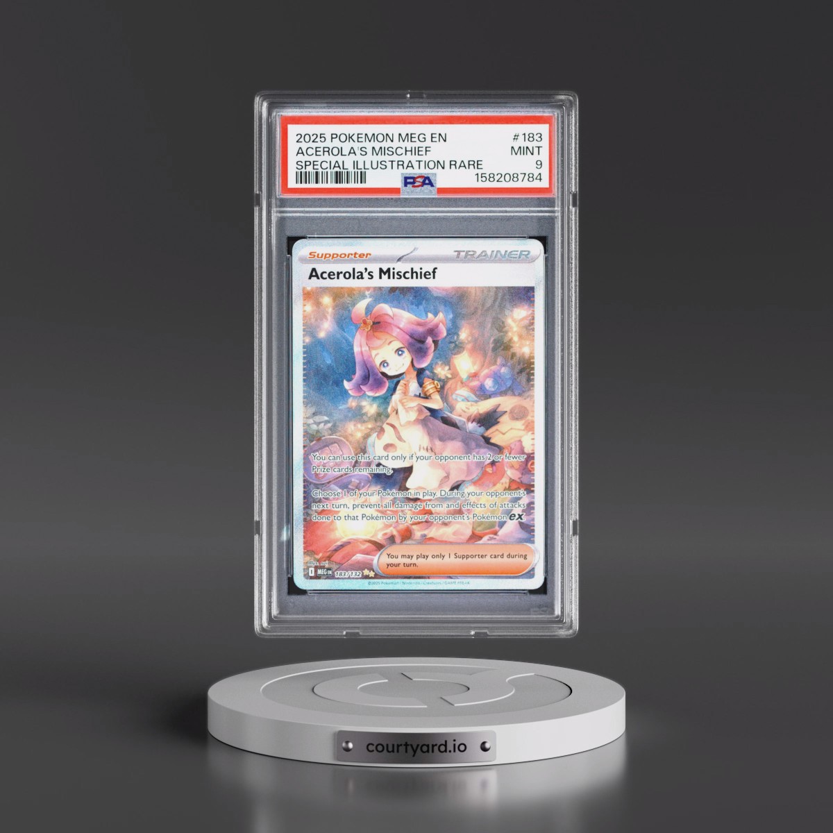 2025 Pokémon Meg EN-Mega Evolution #183 Acerola's Mischief - Special Illustration Rare (PSA 9 MINT)