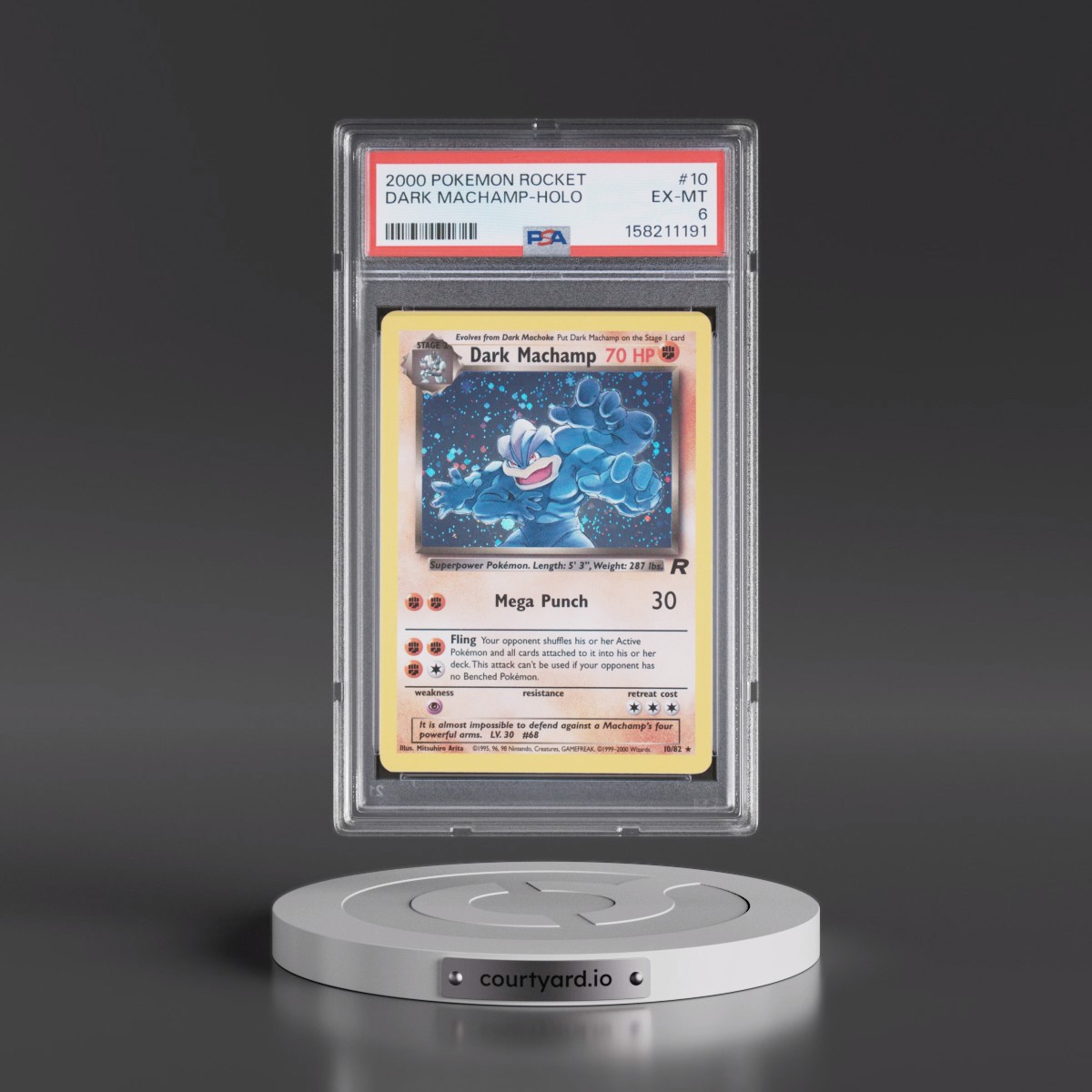 2000 Pokémon Rocket #10 Dark Machamp - Holo (PSA 6 EX-MT)