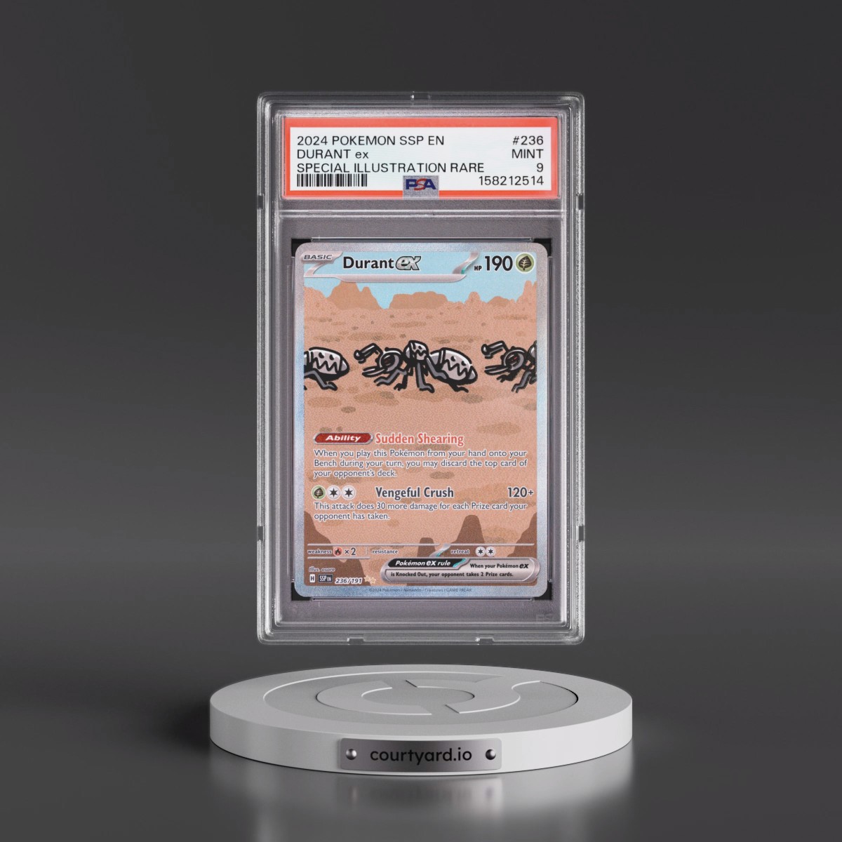 2024 Pokémon Ssp EN-Surging Sparks #236 Durant EX - Holo Special Illustration Rare (PSA 9 MINT)