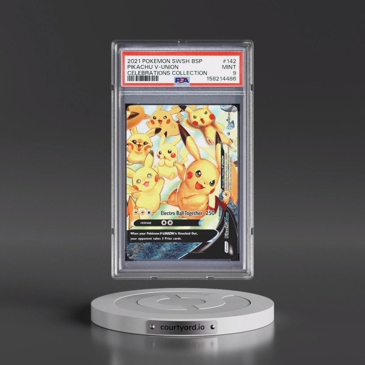 2021 Pokémon Swsh Black Star Promo #142 Pikachu V-Union - Celebrations Collection (PSA 9 MINT)