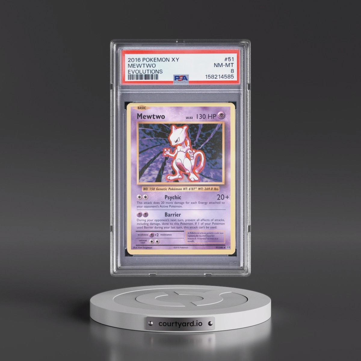 2016 Pokémon XY Evolutions #51 Mewtwo (PSA 8 NM-MT)