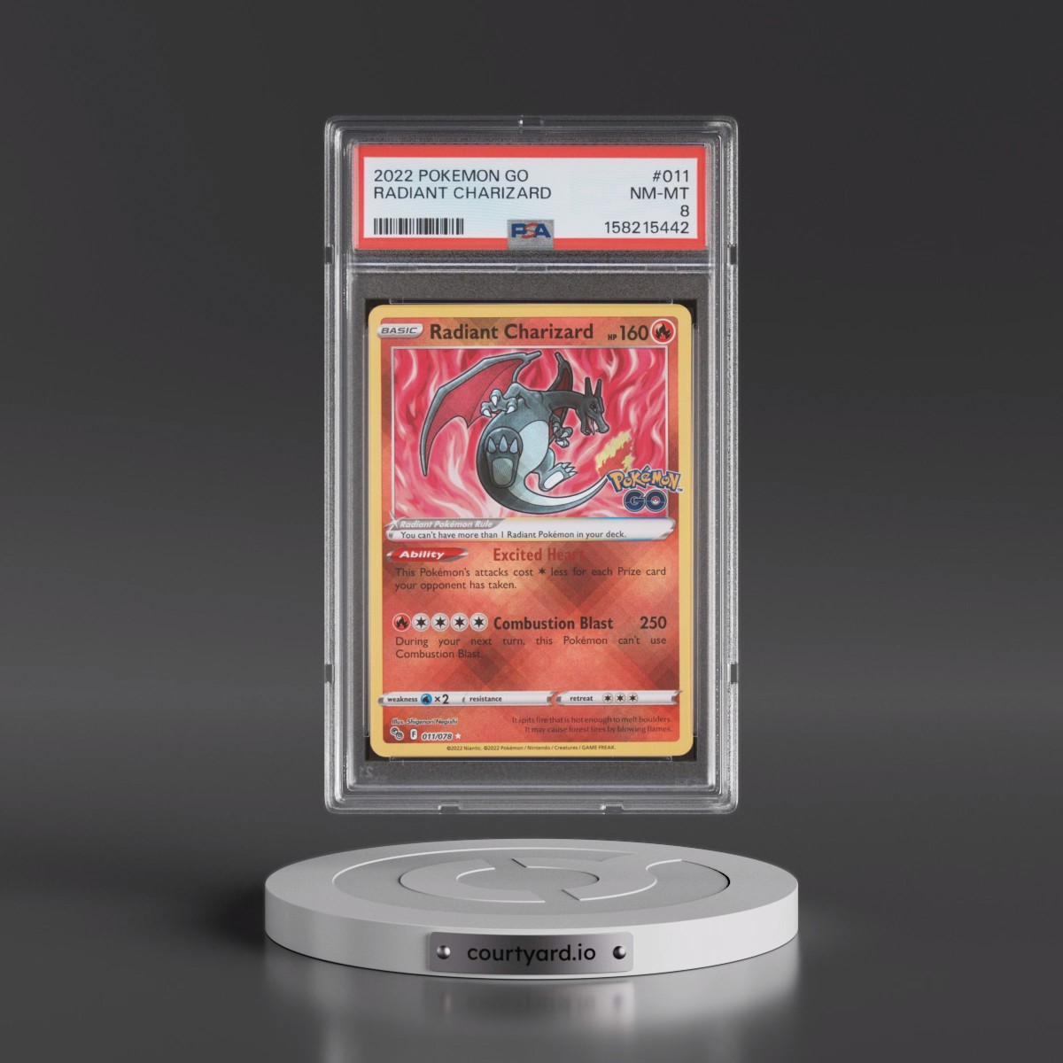 2022 Pokémon Go #011 Radiant Charizard - Holo (PSA 8 NM-MT)