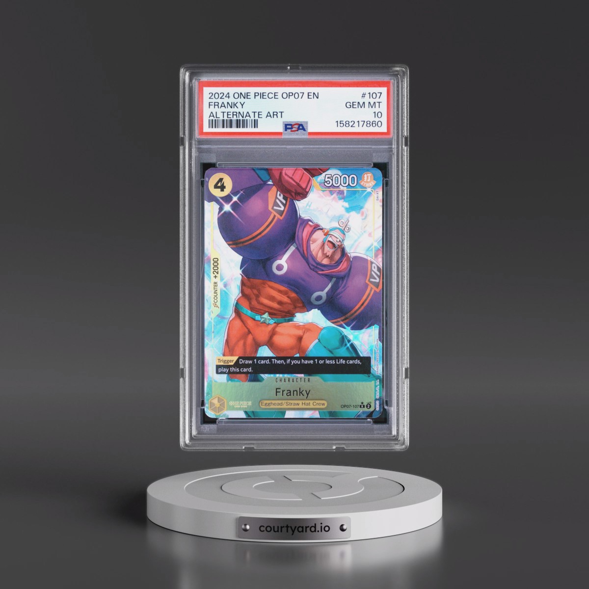 2024 One Piece OP07-500 Years in the Future #107 Franky - Alternate Art (PSA 10 GEM MINT)