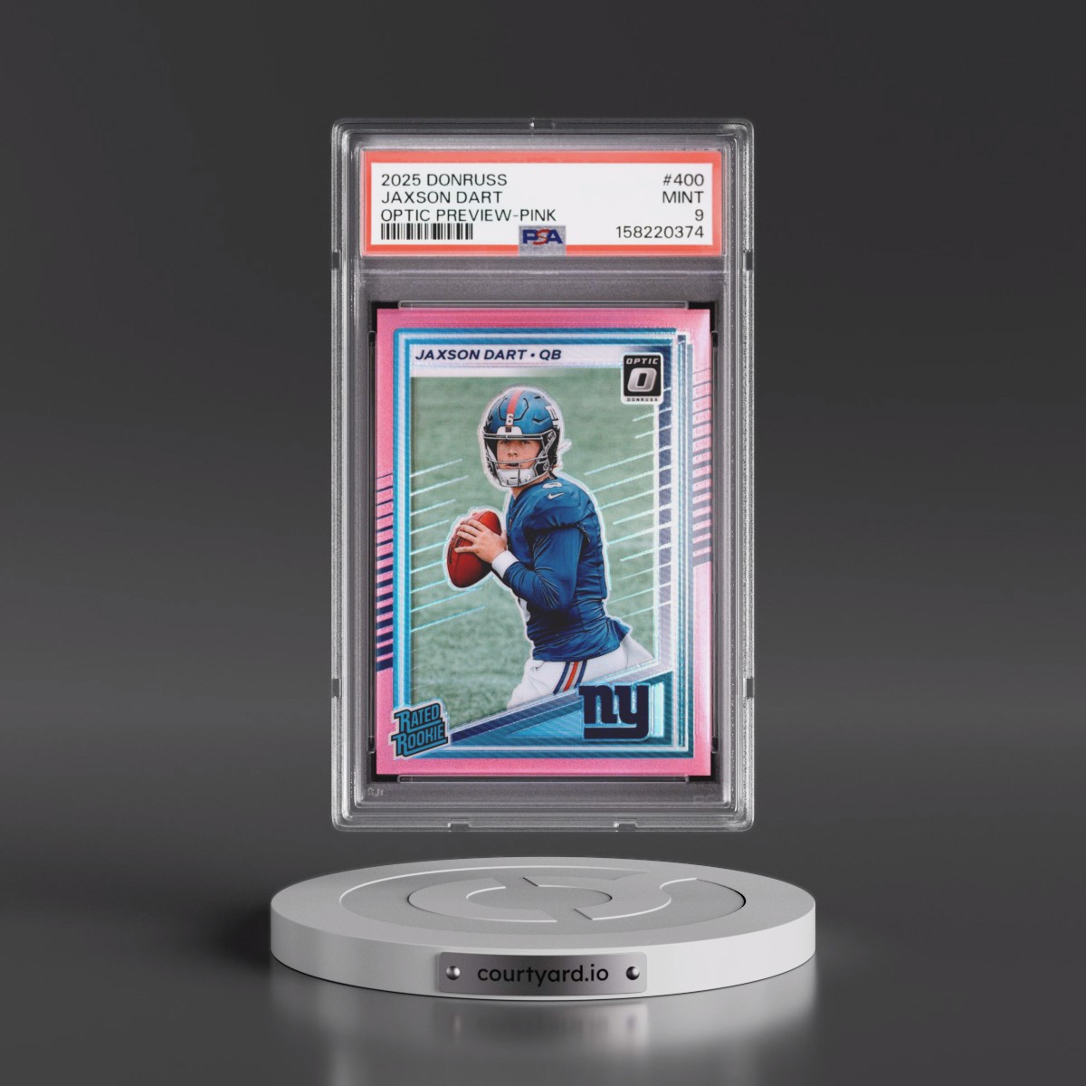 2025 Panini Donruss #400 Jaxson Dart - Optic Preview-Pink (PSA 9 MINT)