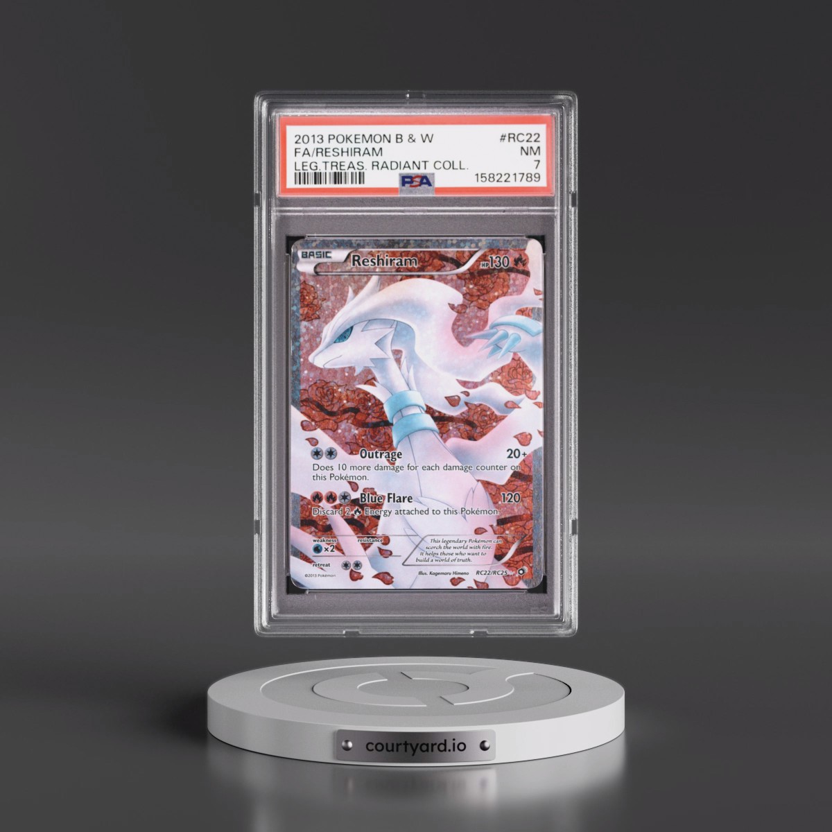 2013 Pokémon Black & White Legendary Treasures Radiant Collection #RC22 Reshiram - Full Art (PSA 7 NM)