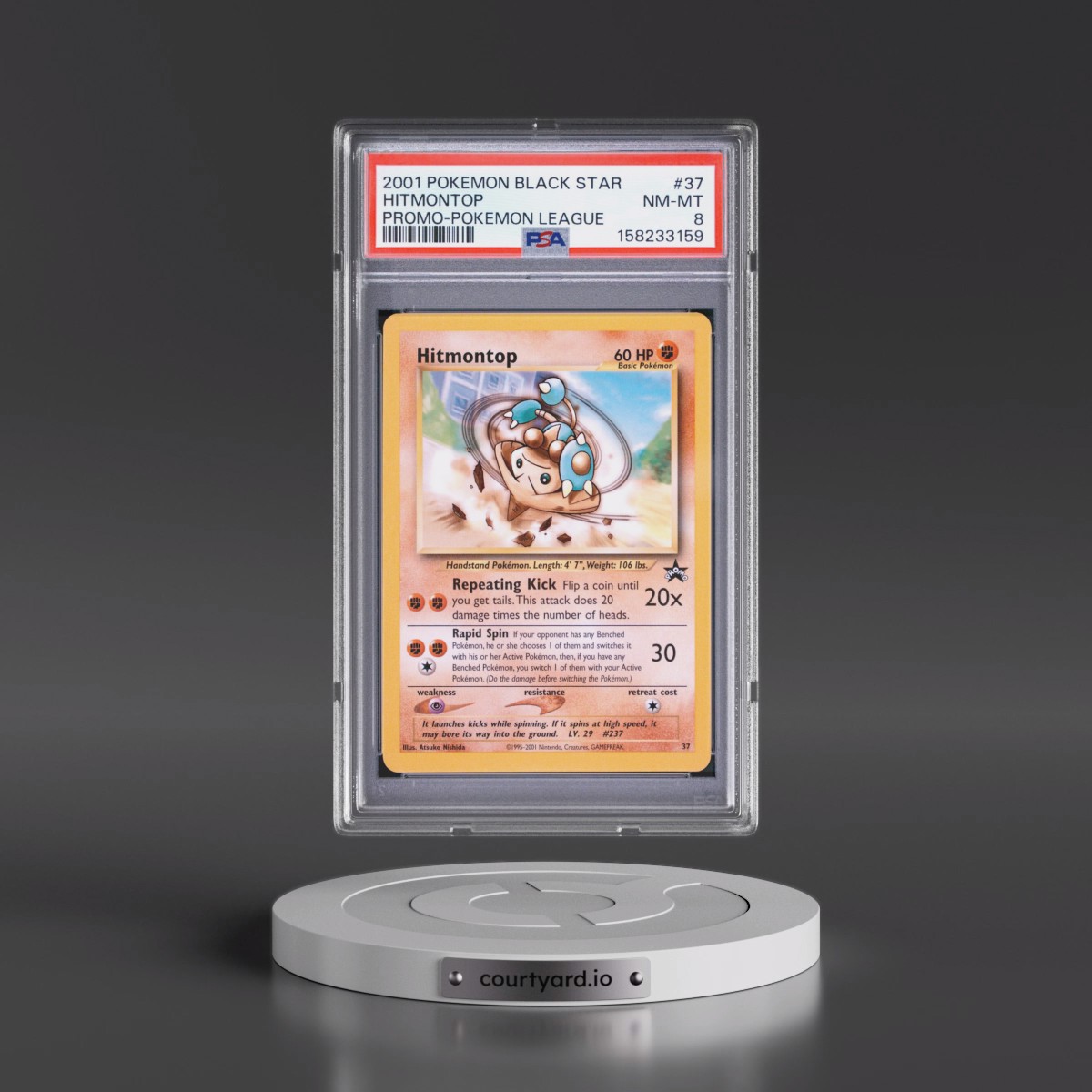 2001 Pokémon Promo Black Star #37 Hitmontop - Pokemon League (PSA 8 NM-MT)