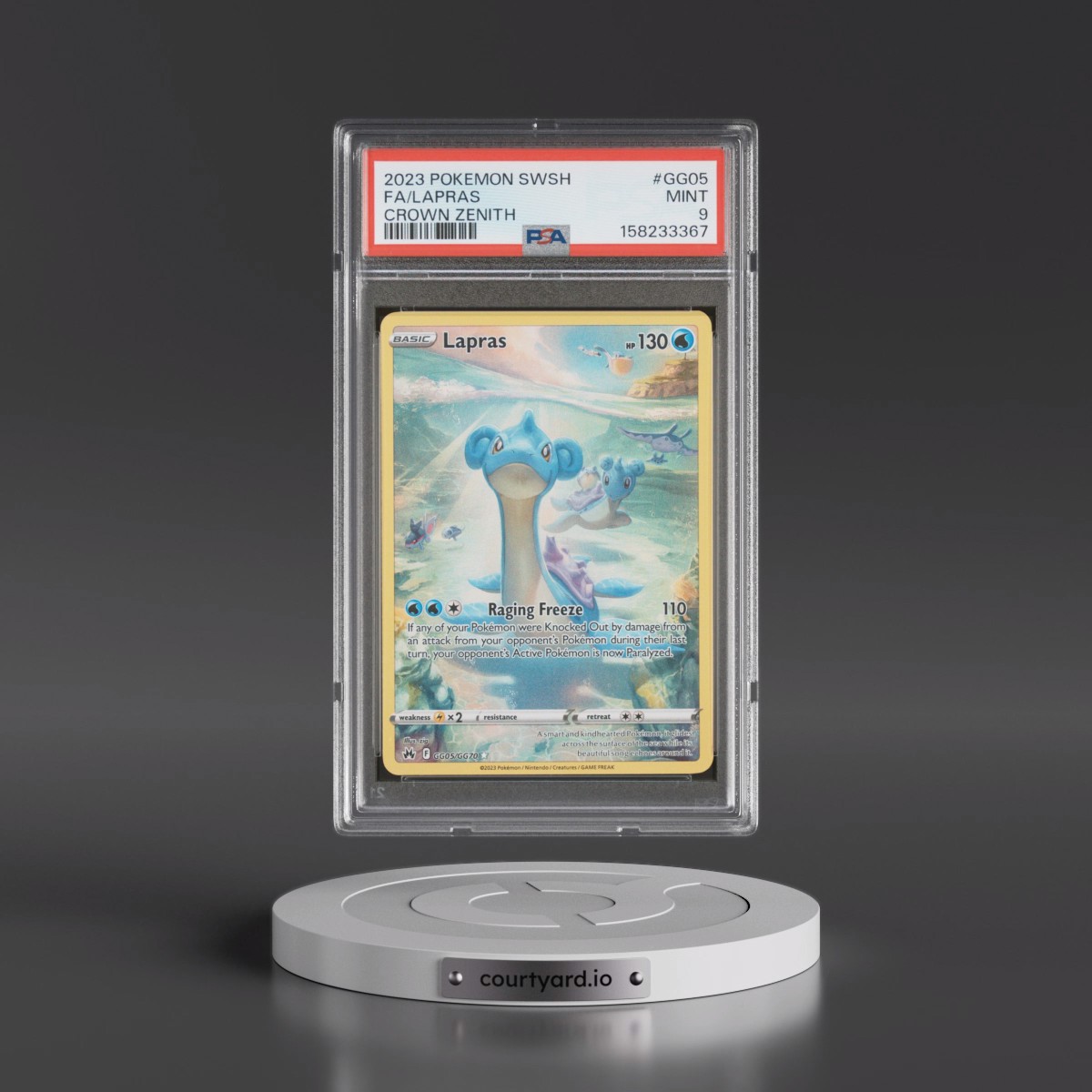 2023 Pokémon Sword and Shield Crown Zenith #GG05 Lapras - Full Art (PSA 9 MINT)