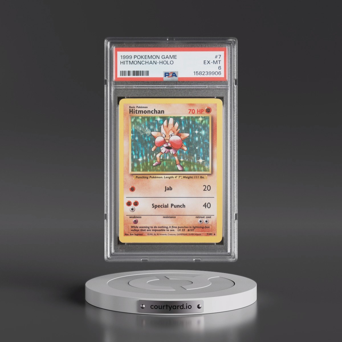 1999 Pokémon Game #7 Hitmonchan - Holo (PSA 6 EX-MT)