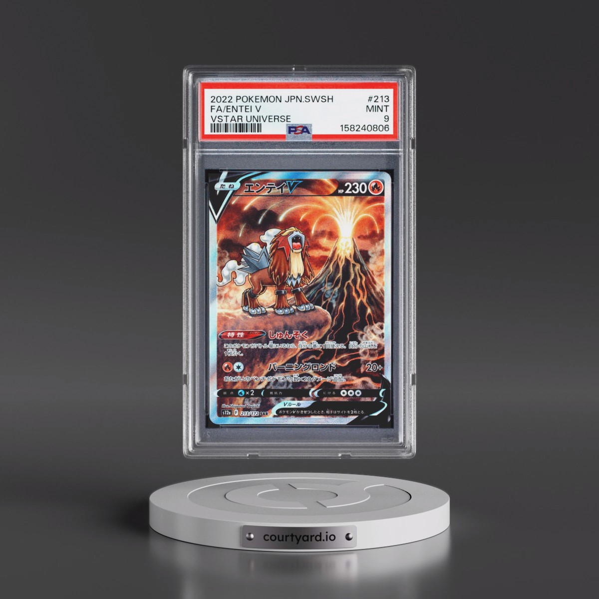 2022 Pokémon Sword & Shield Vstar Universe #213 Entei V - Holo Full Art (PSA 9 MINT)