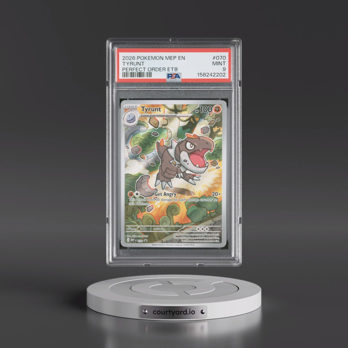 2026 Pokémon Mep EN-Me Black Star Promo #070 Tyrunt - Perfect Order Elite Trainer Box (PSA 9 MINT)